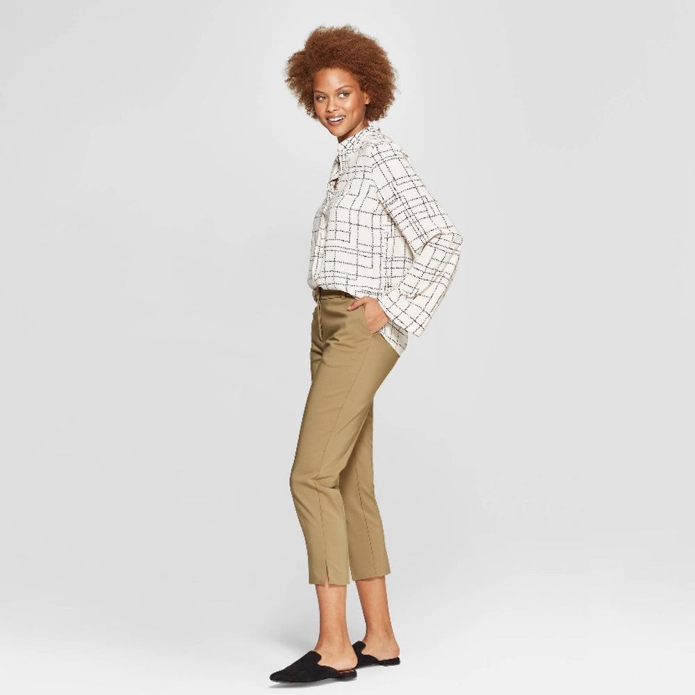 Women’s Plaid long sleeve v neck  blouse